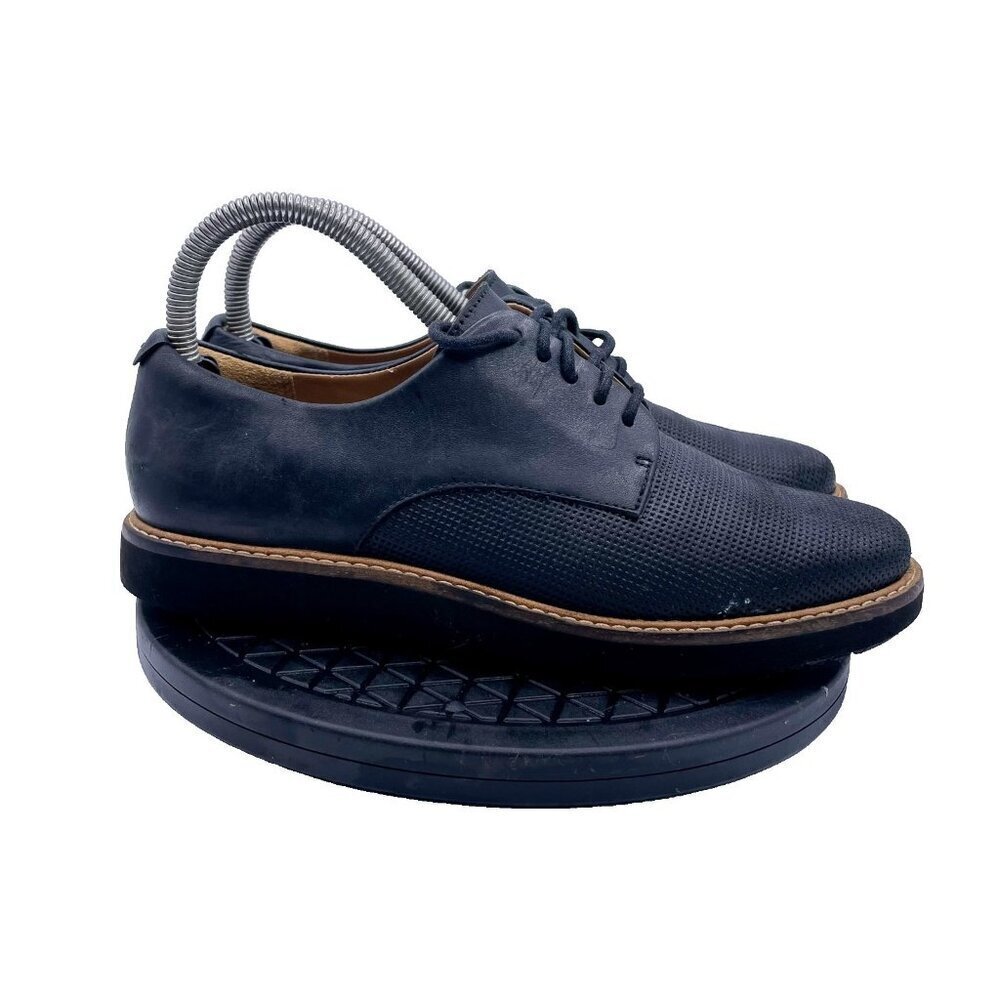 Clark Glick Darby Women Loafer 7 Black Leather Lace Up Comfort Flat Shoes